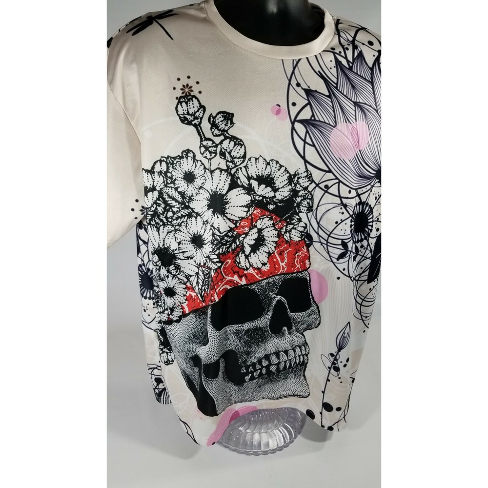 Zootop Bear Men's 2XL Floral Skull Bandana Bold Graphic 2 Sided T Shirt Stretchy - Picture 2 of 7